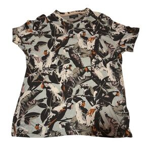 Ted Baker London Men's Tropical Parrot Print Short Sleeve T-Shirt Size 3